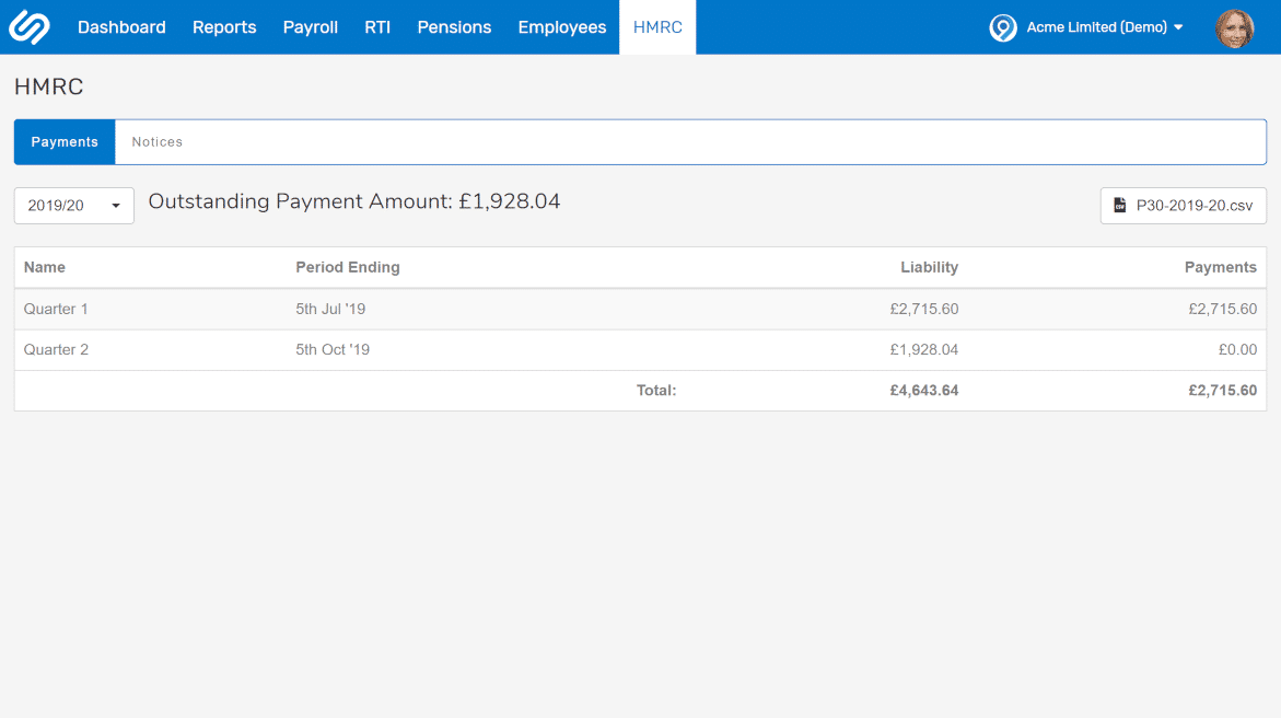 Cloud Payroll Dashboard