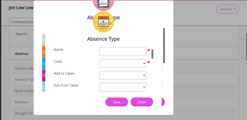 Absence Type Creator in Staffology HR